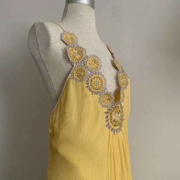 Embroidered, Yellow Silver Silk Dress - Picture 6 of 7